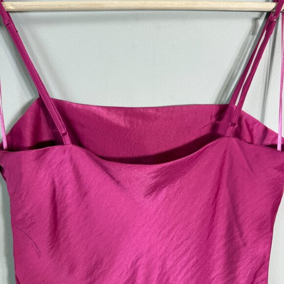 House of Harlow 1960 Satin Midi Slip Dress Women Medium Pink Slit Cocktail Party - Picture 11 of 14